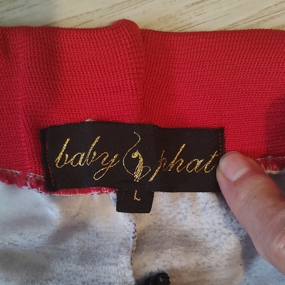 Baby Phat Black and White Houndstooth Leggings with Red Trim Ladies Large - Picture 4 of 9